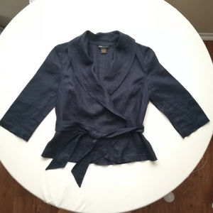 Grace Elements 100% Linen 3/4 sleeve Wrap Blouse